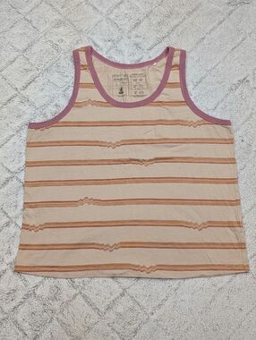 Patagonia Top Womens L Beige Purple Ridge Rise Stripe Repeat Tank Cotton Hike
